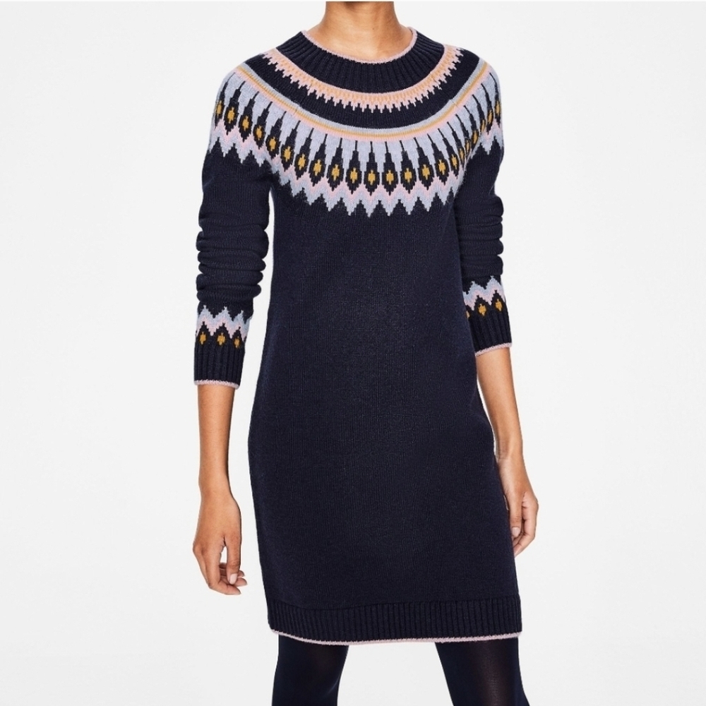 Icelandic Style Navy Blue Sweater Dress (Sz M)